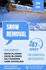 White Professional Snow Removal Service Template Poster Plakkaat