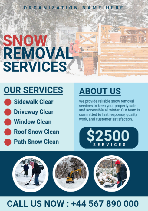 White Snow Removal Services A4 Template | PosterMyWall