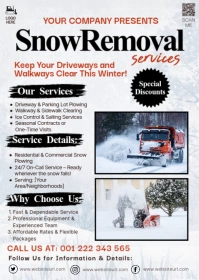snow removal service, snow plowing,event A6 template