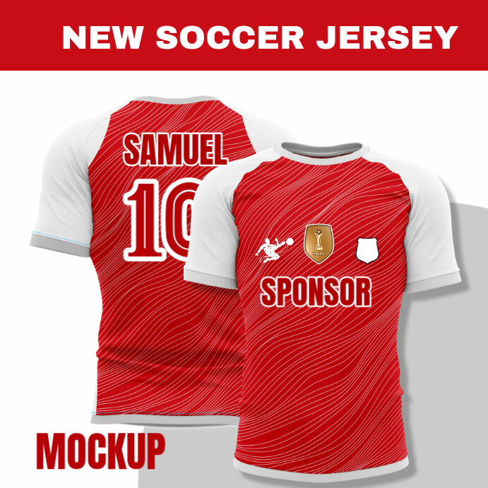White Professional Soccer Jersey Mockup  Square (1:1) template