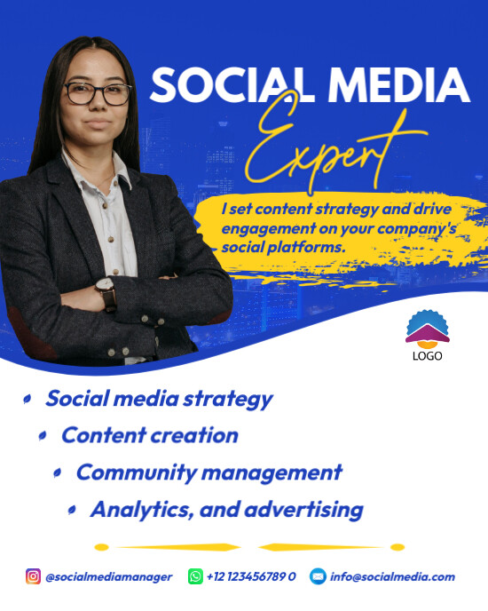 White Professional Social Media Consultant Instagram Portrait Template
