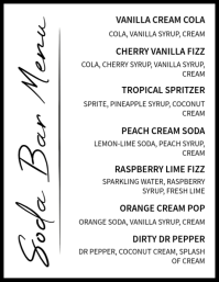 White Professional Soda Bar Menu Flyer Ulotka (US Letter) template
