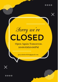 White Professional Sorry We're Closed  A4 template