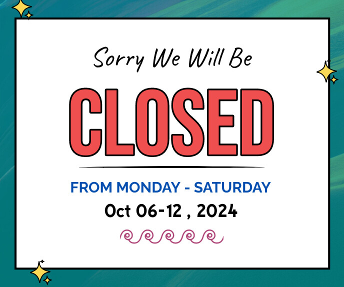 White Professional Sorry We're Closed Tempora Duży prostokąt template