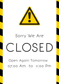 White Professional Sorry We Are Closed  A4 template