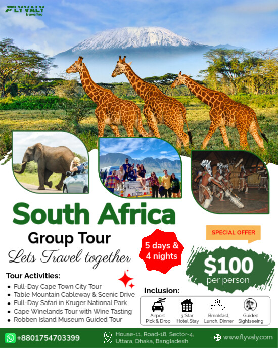 White Professional South Africa Group Tour Package Template Instagram Portrait
