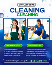 White Professional Spotless Cleaning Services Flyer Template - Promote Home & Office Sanitization Wi Instagram Portrait