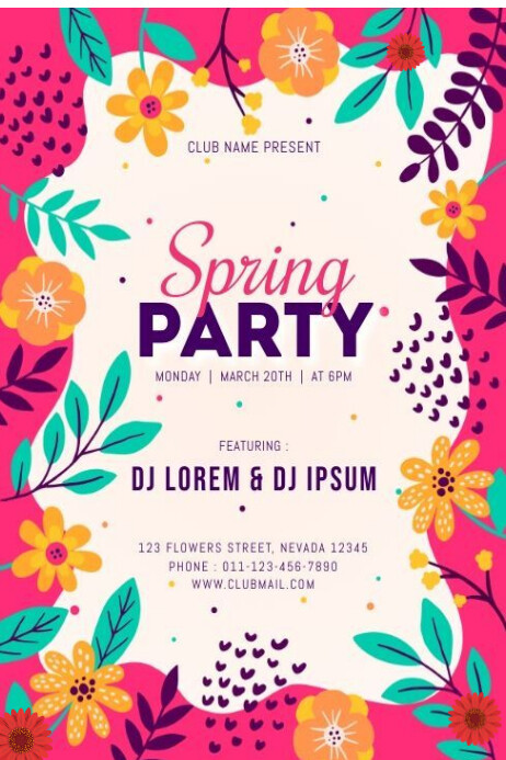 White Professional Spring Party Poster template