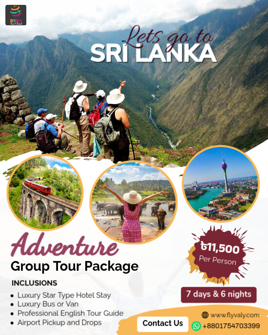 White Professional Sri Lanka Adventure Group Tour Package Instagram Portrait template
