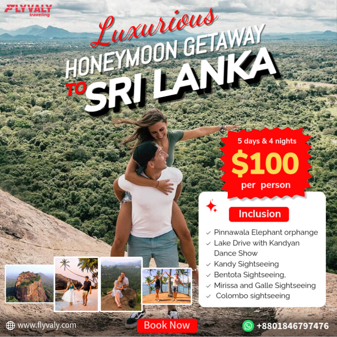 White Professional Sri Lanka Honeymoon Tour Package Instagram Post template