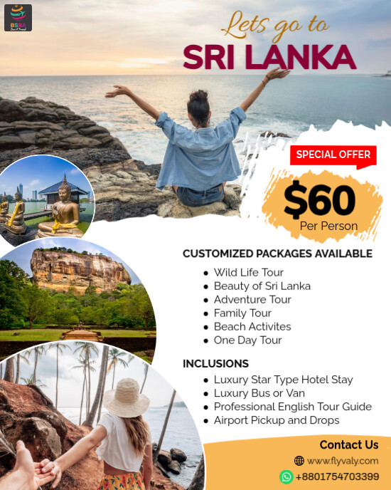 White Professional Sri Lanka Tour Ads Design Template Instagram Portrait