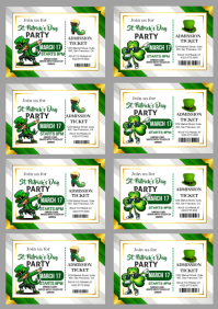 White Professional St. Patrick's Day Ticket  A4 template