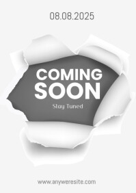 White Professional Stay Tuned Coming Soon A4 template