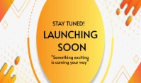 White Professional Stay Tuned Launching Soon Notice  Tag Cartellino template