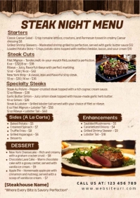 White Professional Steak House Menu A2 template