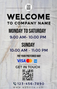 Grau Business Hours Announcement Tabloid Template