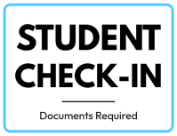 White Professional Student Check In Sign New Students Registration Desk School Campus Welcome Signag Flyer (US Letter) template