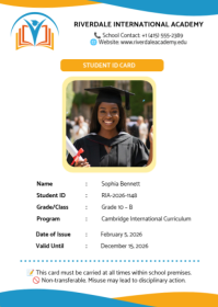 White Professional Student ID Card A6 template