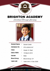 White Professional Student ID Card A6 template