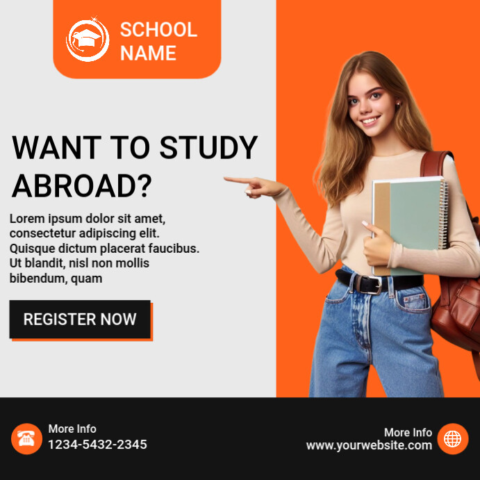 White Professional Study Abroad Instagram Pos Template | PosterMyWall