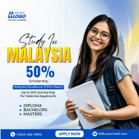 White Professional Study in Malaysia Instagram Post template
