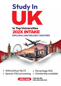 White Professional Study In The Uk Ad A4 template