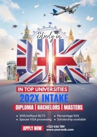 White Professional Study In The Uk Ad A6 template