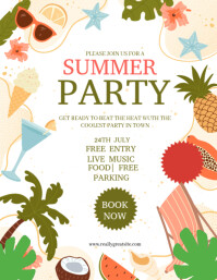 White Professional Summer Party Invitation  Flyer (us Letter) template