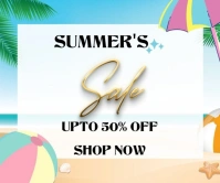 White Professional Summer Sale 50% Discount Large Rectangle template