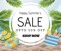 White Professional Summer Sale 50% Discount Medium Rectangle template