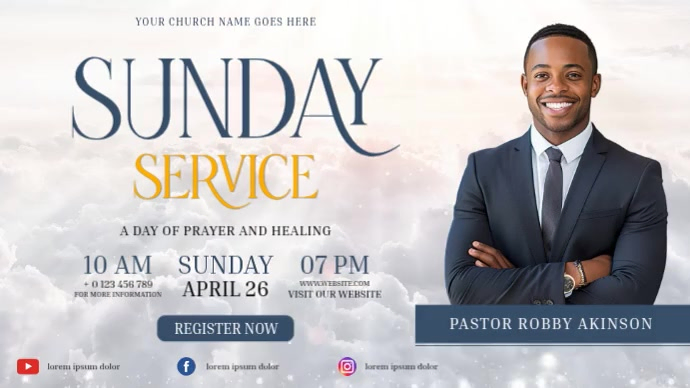 White Professional Sunday Church Service Digital Display Video Templat ...