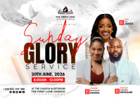 White Professional Sunday Church Service Event A1 template