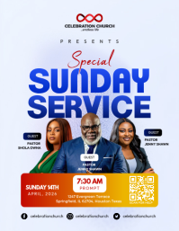 สีขาว Sunday Church Service Flyer Template