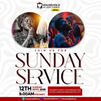 White Professional Sunday Church Service Instagram Post template
