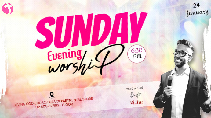 White Professional Sunday Evening Worship Youtube Thumbnail Template ...