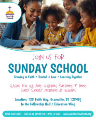 White Professional Sunday School Church Poster Template Design Instagram Portrait