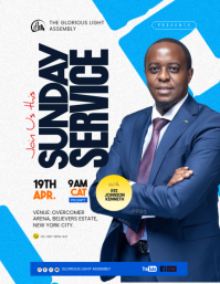 White Professional Sunday Service Event Flyer template