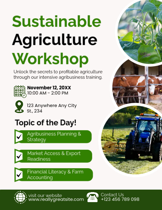 White Professional Sustainable Agriculture Workshop  Flyer (us Letter) Pamflet (VSA Brief) template