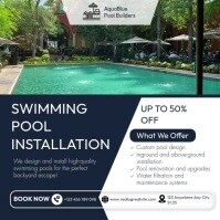 Hvid Swimming Pool Installation Publicación de Instagram Template