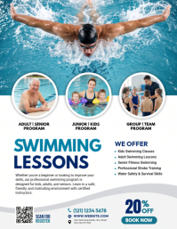 White Professional Swimming Lessons Flyer template