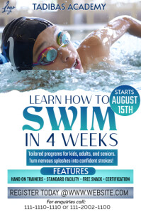White Professional Swimming Lessons  Poster template