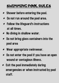 White Swimming Pool Rules A6 Template