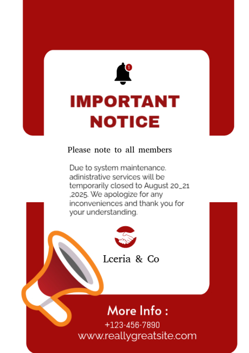 White Professional System Maintenance Notice A4 Templat | PosterMyWall