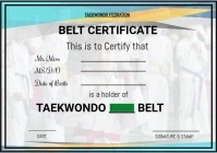 White Professional Taekwondo Belt Test Certificate A5 template