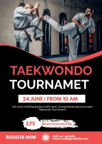 White Professional Taekwondo Tournament Event Poster Template A2