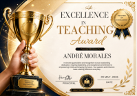 White Professional Teacher Excellence Award A4 template