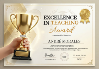 White Professional Teaching Excellence Award A4 template