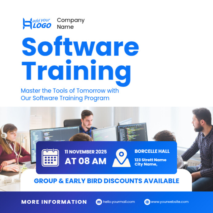 White Professional Technology Skills Training Template Instagram Post ...