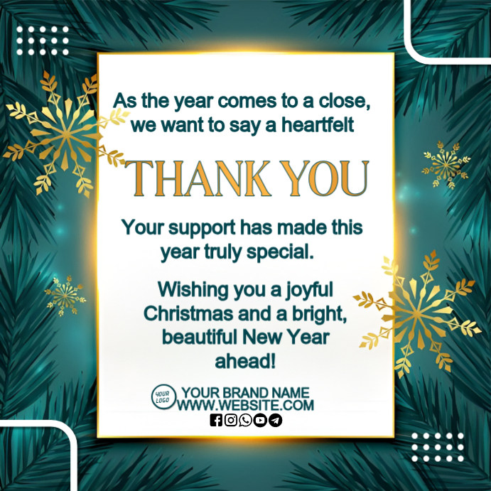 White Professional Thank You Card Instagram Post-Vorlage | PosterMyWall