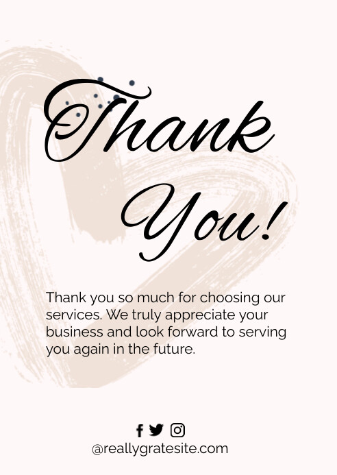 White Professional Thank You Card Poster Temp Template | PosterMyWall